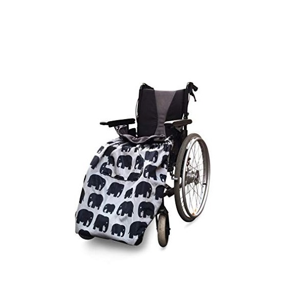 Couvre-jambes Wheelchair Cosy - adulte - imperméable/doublure en polaire/universel Facile à installer, motifs éléphants gris