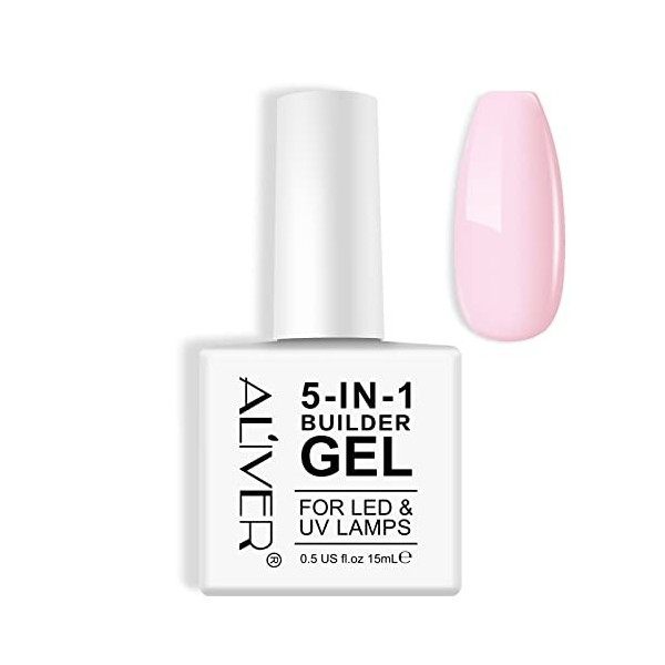 Builder Gel 5 en 1, 15ml Gel Ongle UV Construction, Gel Ongles pour Nail Extension, Réparation de Manucure, Renforcement, Col