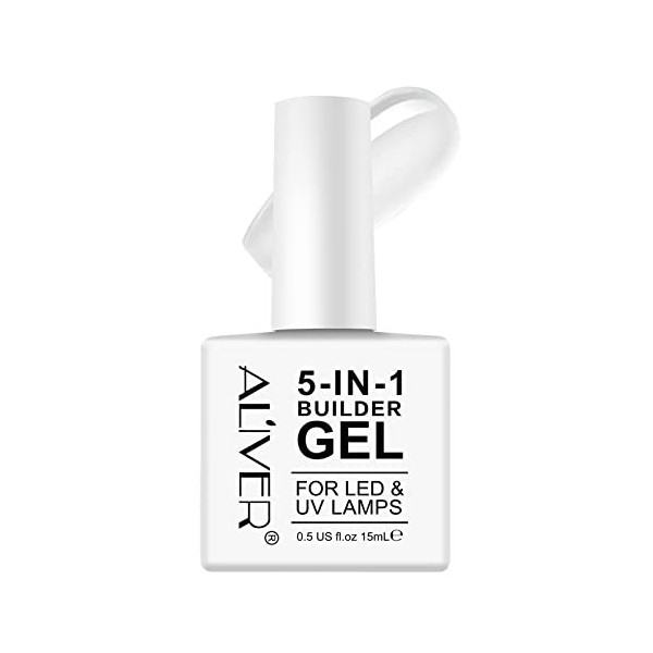 Builder Gel 5 en 1, 15ml Gel Ongle UV Construction, Gel Ongles pour Nail Extension, Réparation de Manucure, Renforcement, Col