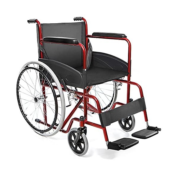 AIESI® Fauteuil Roulant pliable léger à autopousser pour les handicapés et les personnes âgées AGILA BASIC, Accoudoirs et Rep