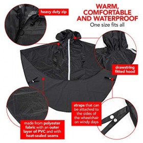 BRAMBLE - Poncho Imperméable Universel Premium avec Capuche, Protection Pluie pour Fauteuil Roulant - Solide & Facile à Utili
