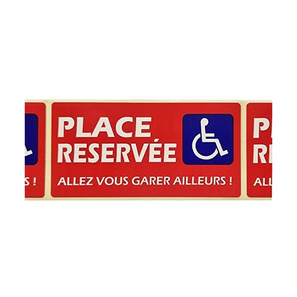 30 étiquettes PLACE RESERVÉE aux personnes à mobilité réduite ou en situation de handicap - Format 50 x 100 mm - Stickers aut