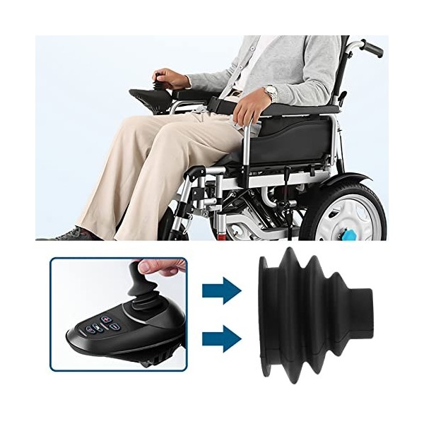 Lot de 2 cache-boutons en caoutchouc pour fauteuil roulant électrique Noir