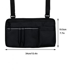 Sac latéral pour fauteuil roulant, poche double face pour accoudoir avec porte-gobelet et bande réfléchissante, convient à la