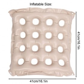 Coussin de Siège Gonflable, Respirant et Confortable Anti-escarres Chaise Voyage en PVC 16 Trous Plein Air Beige d’Assise Ann