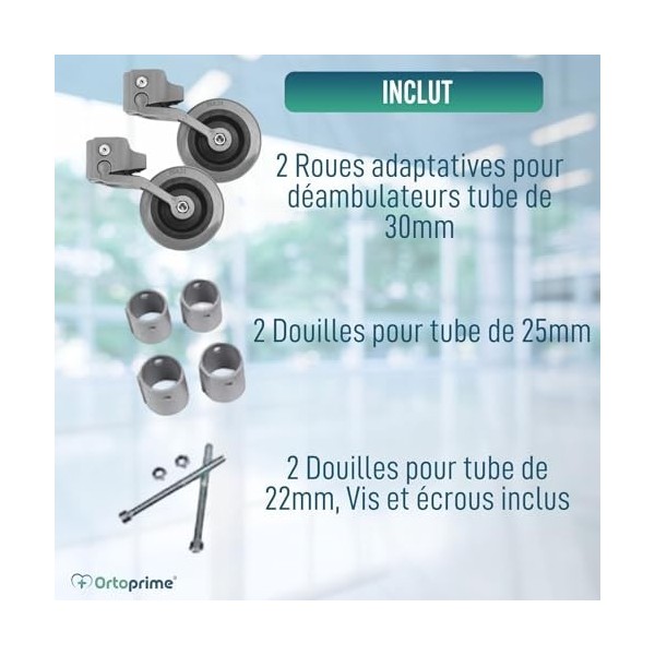 Kit x2 Roues Deambulateur 2 Roues pour Personnes gées - Roues arrières adaptables sur Déambulateurs 4 - Douilles Compatibles 