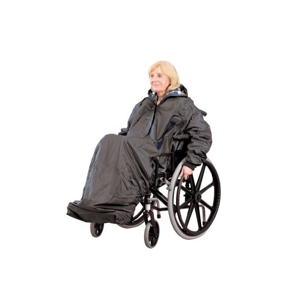 Homecraft Poncho Imperméable pour Fauteuil Roulant, Couverture Intégrale, Doublé, Avec Manches et Ceinture Élastiques pour un