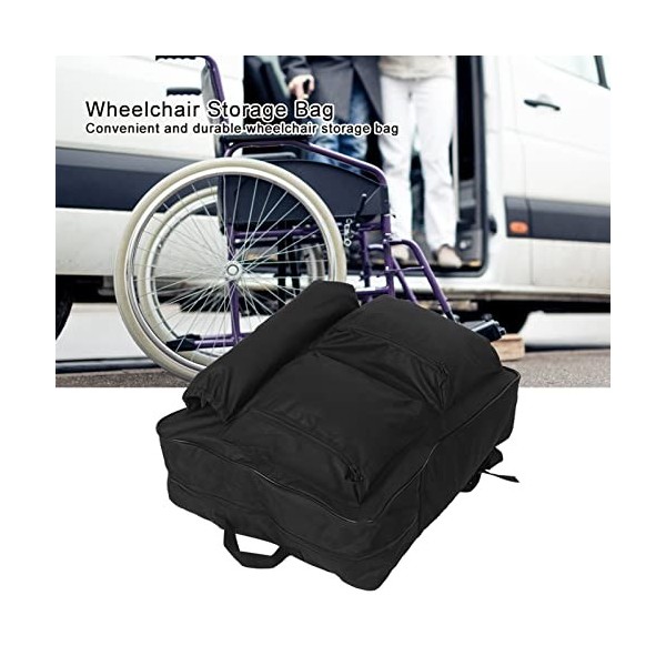 Organisateur de fauteuil roulant, sac de fauteuil roulant pratique accessoires de fauteuil roulant grande capacité noir durab