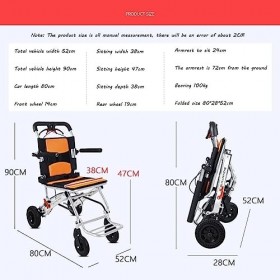Wheelchair Fauteuil roulant pliant ultra léger Poids du fauteuil roulant de transport portable Seulement 18 lb Fauteuil roula
