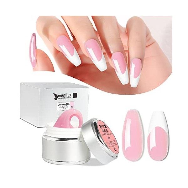 Beautilux Solid Builder Nails Gel 50g, Gel pour les Ongles de Construction Solide Rose nude UV Nail Extension Gel pour les On