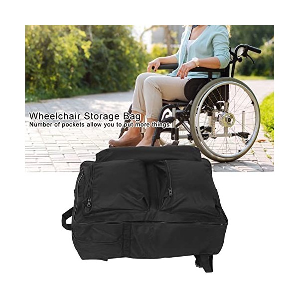 Organisateur de fauteuil roulant, sac de rangement imperméable et durable pour fauteuil roulant noir accessoires de fauteuil 