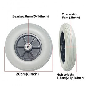 8"x2" 200x50 , Remplacement des Roues Avant de Fauteuil Roulant électrique, roulettes Grises, Pneus Pleins Non Pneumatiques, 