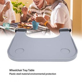 Tablette pour Fauteuil Roulant, 23x21in Table détachable pour Fauteuil Roulant avec Porte gobelet, Sangles de sécurité pour F