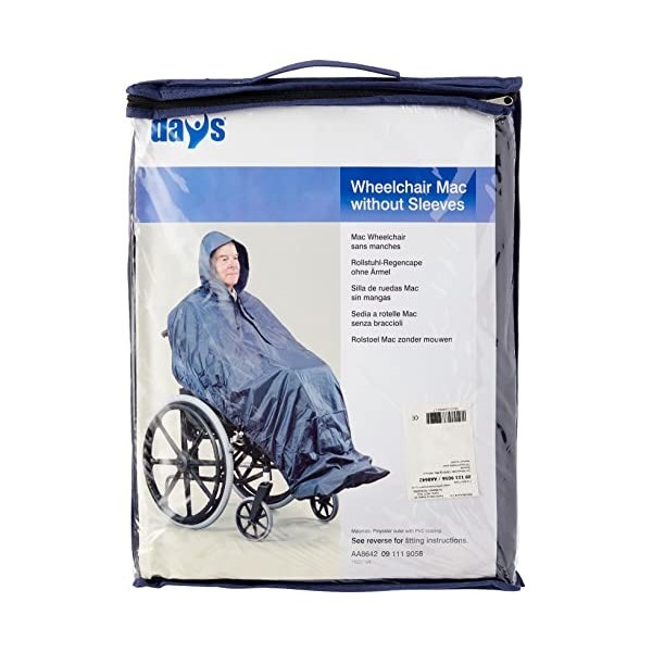 Homecraft, poncho imperméable pour fauteuil roulant, couverture complète, sans manche, nylon, base élastique, capuche avec co