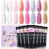 ETYJO Poly Gel Kit 8 Couleurs 15ml Poly Gel Ongle Clear Nude Rosa Nail Extension Gel UV Ongle Gel Kit, Quick Building Acrygel