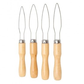 Aide à crochet à bouton, fil dacier inoxydable, poignée en bois, 4 pièces, crochet à bouton portable léger et antidérapant p