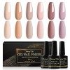 Shining She Vernis Semi Permanent Nudee, 6 Couleurs Rose Nude Champagne Vernis à Ongles Soak Off UV/LED Semi Permanent Pour S