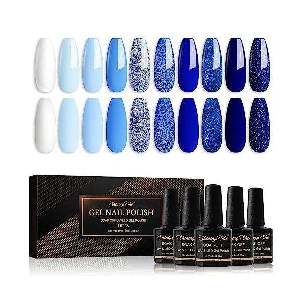 Shining She Vernis Semi Permanent Nudee, 6 Couleurs Rose Nude Champagne Vernis à Ongles Soak Off UV/LED Semi Permanent Pour S