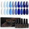 Shining She Vernis Semi Permanent Nudee, 6 Couleurs Rose Nude Champagne Vernis à Ongles Soak Off UV/LED Semi Permanent Pour S