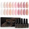 Shining She Vernis Semi Permanent Nudee, 6 Couleurs Rose Nude Champagne Vernis à Ongles Soak Off UV/LED Semi Permanent Pour S