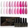 Shining She Vernis Semi Permanent Nudee, 6 Couleurs Rose Nude Champagne Vernis à Ongles Soak Off UV/LED Semi Permanent Pour S