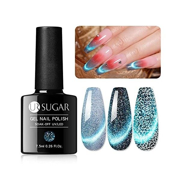 UR SUGAR 7,5ML Vernis Semi Permanent Pailleté Reflective Glitter Gel Nail Polish Vernis Gel UV Holographique Paillette Ongles