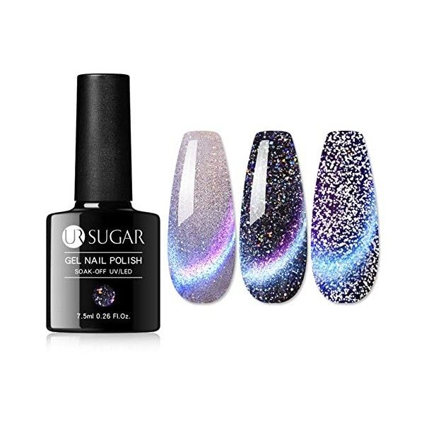 UR SUGAR 7,5ML Vernis Semi Permanent Pailleté Reflective Glitter Gel Nail Polish Vernis Gel UV Holographique Paillette Ongles