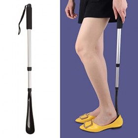 Aide à la chaussure, languette de chaussure à longueur réglable à long manche en aluminium PP pour femme pour enfant