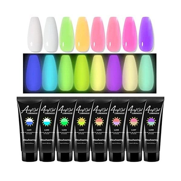 Joyeee Kit Poly Ongle Gel, 12 Colors 15ml Fluorescence Nail Extension Builder Gel, Construction Rapide, Professionnel Kit Emb