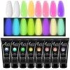 Joyeee Kit Poly Ongle Gel, 12 Colors 15ml Fluorescence Nail Extension Builder Gel, Construction Rapide, Professionnel Kit Emb