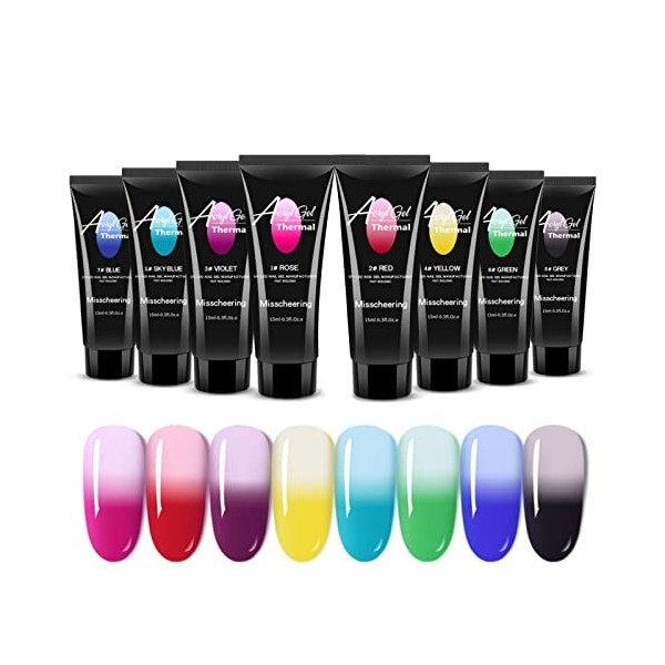 Joyeee Kit Poly Ongle Gel, 12 Colors 15ml Fluorescence Nail Extension Builder Gel, Construction Rapide, Professionnel Kit Emb