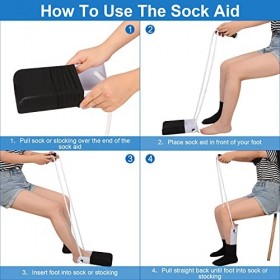 supregear Chaussette Aide, Curseur de Chaussette dAssistance Sock Aid Slide avec Mousse Poignée, Aide à lHabillage pour Fem