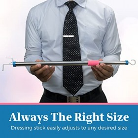 Bâton Crochet pour Attraper Les Vêtements et SHabiller Facilement, Bâton Extension de Portée Ajustable jusquà 70cm, Aide po
