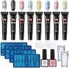 TopDirect Gel Construction Ongle UV 12 Couleurs, Sculpture Builder Gel avec 5 Pinceau Silicone, 2 x Poudres Miroir Or + Arge