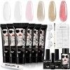 Kit Ongle Gel Uv Complet Morovan Avec Paillettes 6 Packs De Couleurs Poly Gel Avec Top Base Coat Ongle Gel Kit Complet Avec P