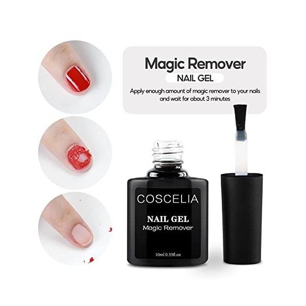 COSCELIA Dissolvant Vernis Semi Permanent,Magic Remover Professionnel pour Vernis à Ongles, Supprime le Vernis Gel Soak-Off