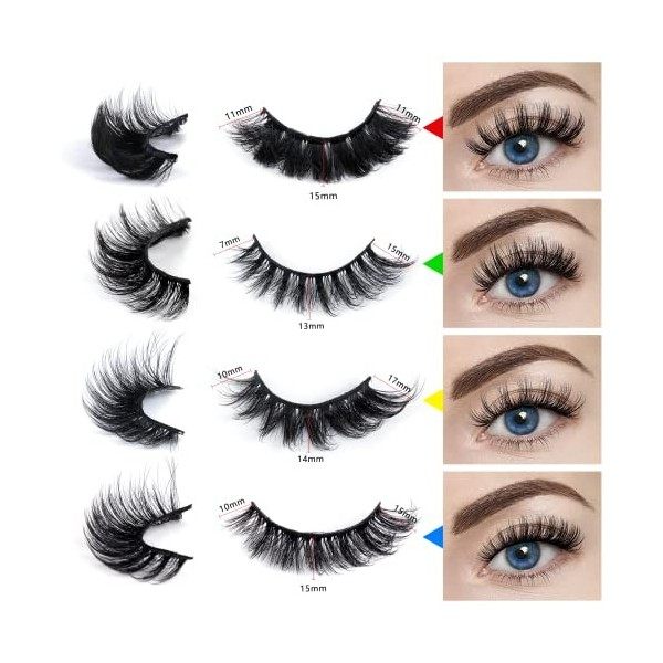 Faux cils 20 paires de cils dramatiques moelleux 6D, faux cils naturels bouclés professionnels épais cils noirs réutilisables