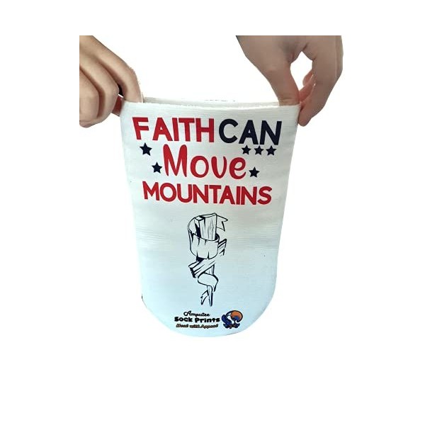 Chaussettes amputee « Faith Can Move Mountains wh sock w hands V1 », 3 plis résiduels