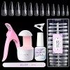 Gellen Colle Gel Extention Lampe UV LED Portable Top Base Coat et Faux Ongles Capsules Carré Lot, 240pcs Nail Tips, Outils DI