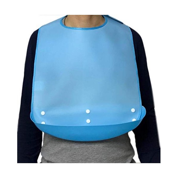 YYGMSS Bavoir Adulte en Silicone Imperméable, Avec Poche Ramasse-miettes Amovible en Option,Protection Vêtements Adultes Femm