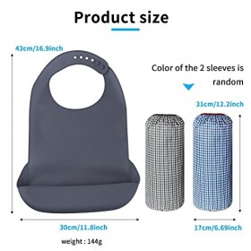 Aedcbaide Lot de 2 Bavoir Adulte en Silicone Imperméable, bavoirs en silicone imperméable avec surmanches protège-vêtements d