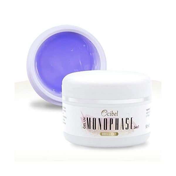 Gel Monophase UV/LED Brillant. Manucure complète : Base, Construction et Finition brillante avec 1 seul Gel. Adhérence et Lon