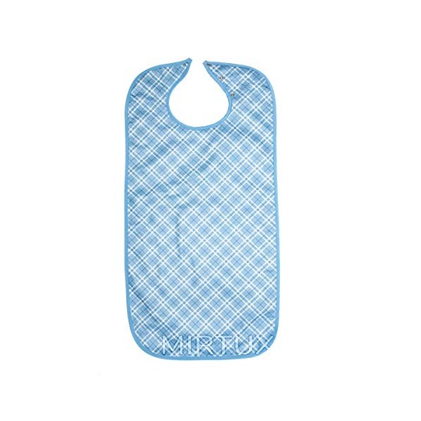 Mirtux Lot de 2 bavoirs pour adultes imperméables, lavables et réutilisables Avec clip à 3 positions Dimensions de 45 x 90 cm