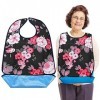 Cosysparks Bavoir Adulte, Bavoir Adulte Impermeable Flower Bavoirs Pour Adultes with Crumb Catcher RéUtilisable Clothing Prot