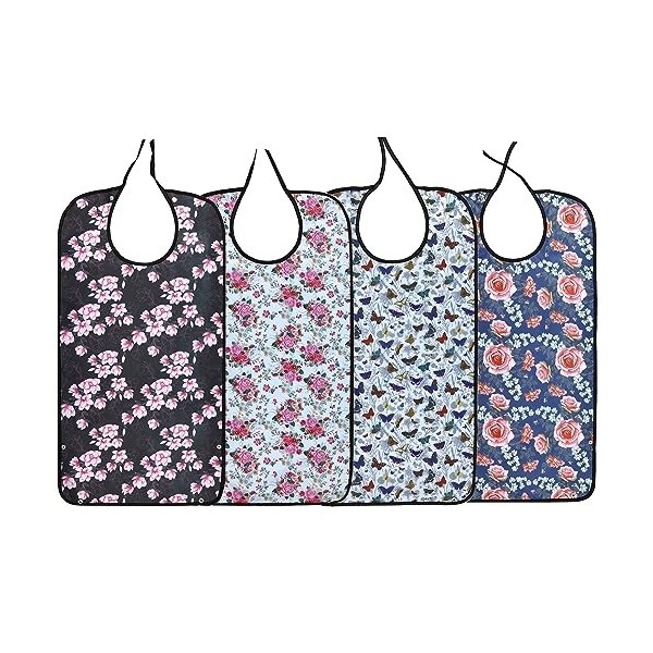 bavoirs pour adulte lavables réutilisables imperméables avec ramasse-miettes en option 86,4 x 45,7 cm pour femme