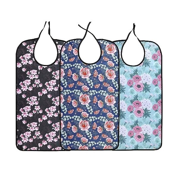 bavoirs pour adulte lavables réutilisables imperméables avec ramasse-miettes en option 86,4 x 45,7 cm pour femme