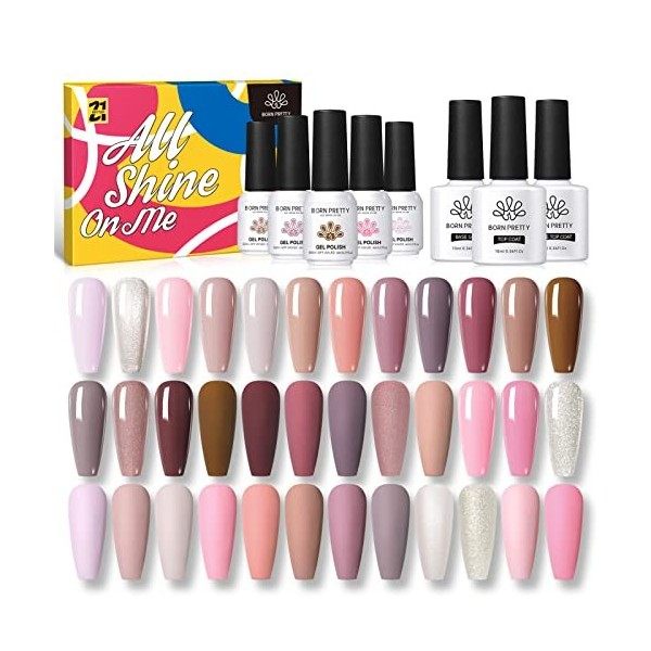 BORN PRETTY Vernis Semi Permanent Pastel, 21pcs Vernis à Ongles 18 Couleurs Printemps été Populaire Pastel Neon Fluorescent V