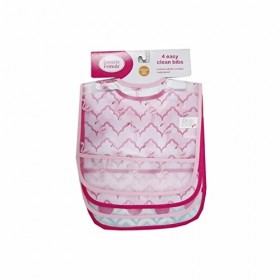 Luvable Friends Lot Flamingo Medley 4&nbsp;bavoirs facile à nettoyer