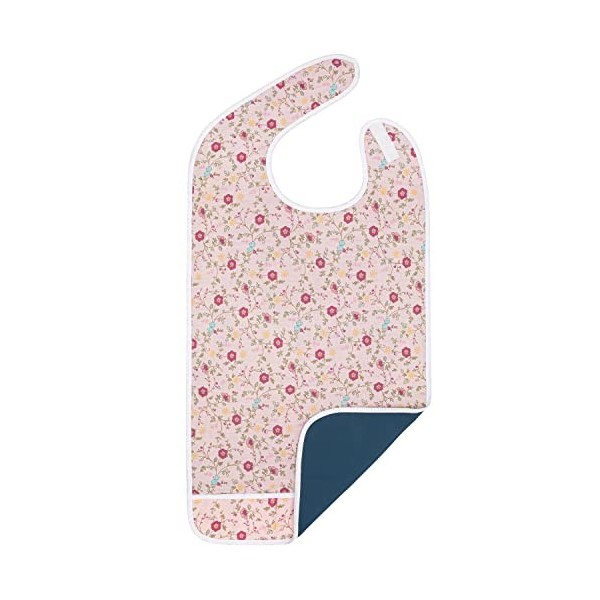 Shorewood Medical Bavoir imperméable pour adulte avec ramasse-miettes - Lavable en machine - Taille M - Motif floral rose