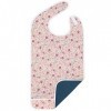 Shorewood Medical Bavoir imperméable pour adulte avec ramasse-miettes - Lavable en machine - Taille M - Motif floral rose